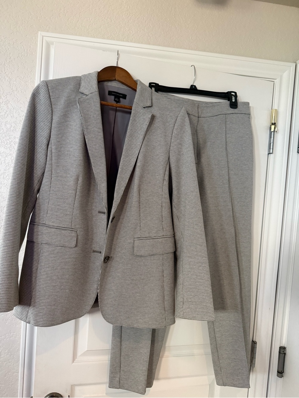 Gray Women's Pinstripe Suit Blazer & Pants Set